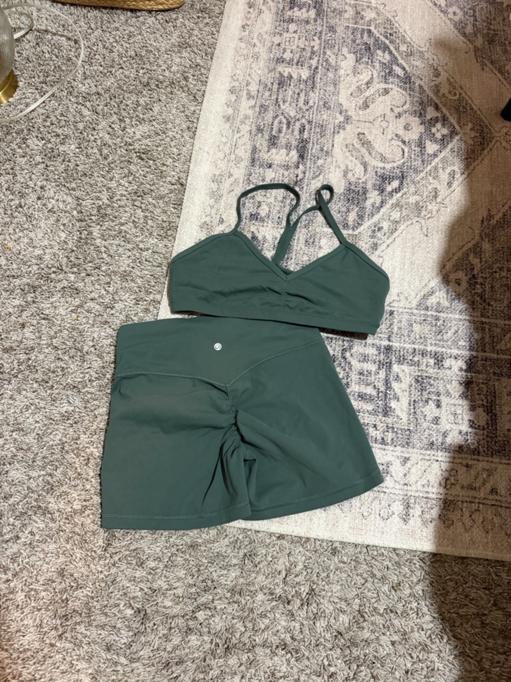 CRZ YOGA Forest Green Sports Bra and short Set